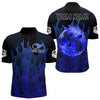 Maxcorners Personalized Black And Blue Flame Bowling Shirts For Men Custom Fire Bowling Jerseys