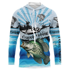 Maxcorners Personalized Crappie Fishing Jerseys Blue Long Sleeve Fishing Shirts, Crappie Fishing Jerseys