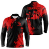 Maxcorners Black And Red Retro Mens Bowling Polo, Quarter Zip Shirts Custom Team Bowling Jerseys Mens And Women Outfit