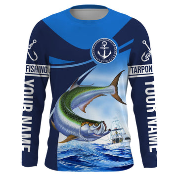 Maxcorners Tarpon fishing Custom name Tarpon sun protection Long sleeve fishing shirts, Long Sleeve Hooded LM0201