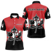 Maxcorners Black and Red maple leaf Mens bowling shirts Custom Canadian Flag bowling team jerseys, bowlers gifts LM1625