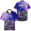 Maxcorners Purple American Flag Lightning Thunder Storm Reaper Bowling Shirt For Men Custom Bowling Team Jersey