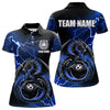 Maxcorners Personalized Black And Blue Thunder Lightning Dragon Bowling Shirts For Men, Bowling Team Uniform LM2007