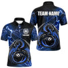 Maxcorners Personalized Black And Blue Thunder Lightning Dragon Bowling Shirts For Men, Bowling Team Uniform LM2007