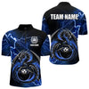 Maxcorners Personalized Black And Blue Thunder Lightning Dragon Bowling Shirts For Men, Bowling Team Uniform LM2007
