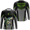 Maxcorners Personalized Black Bass Fishing jerseys, Team Bass Fishing Long Sleeve tournament shirts | Green LM0201