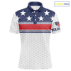 Maxcorners Red, White and Blue American Flag Mens golf polo shirts custom patriotic golf attire for mensMT0306