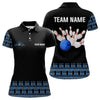 Maxcorners Black And Blue Camo Bowling Polo, 1/4 Zip Shirts Custom Team Bowling Jerseys, Gift For Bowlers