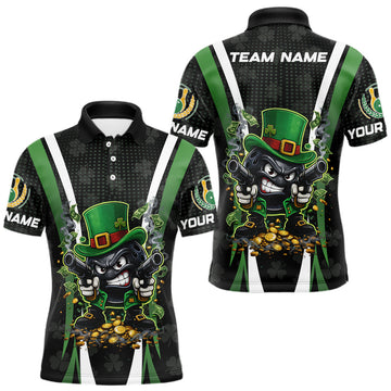 Maxcorners Funny St Patrick cowboy gunner Bowling Polo, 1/4 zip shirts For Men Custom Team Bowling Jerseys