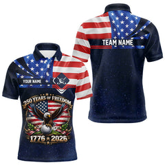 Maxcorners Freedom 250th Anniversary American Flag Golf Polo shirts for Men Custom patriotic team golf outfit