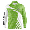 Maxcorners White and Green Golf pattern Mens golf polo shirts custom golf attire for men