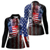 Maxcorners Smoke Golf ball American Flag pattern Mens Golf Polo Shirts Custom Patriotic Golf attire for men