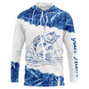 Maxcorners Blue camo Largemouth bass Customize Name UV protection long sleeves fishing shirt LM0201