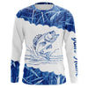 Maxcorners Blue camo Largemouth bass Customize Name UV protection long sleeves fishing shirt LM0201