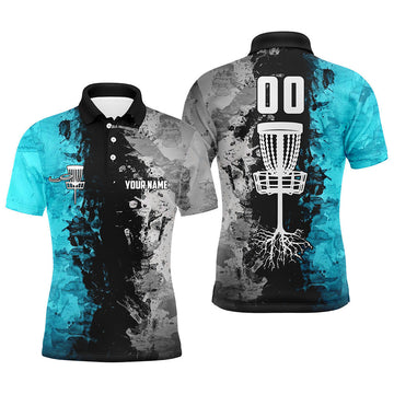 Maxcorners Custom name and number Disc Golf basket Men polo shirts, disc golf shirts for men | Turquoise MT0510