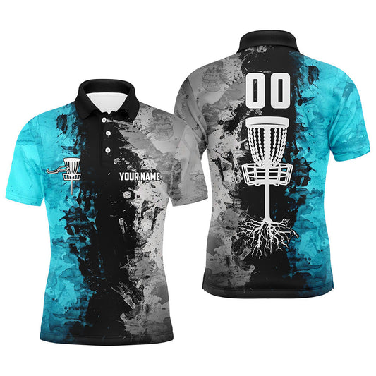 Maxcorners Custom name and number Disc Golf basket Men polo shirts, disc golf shirts for men | Turquoise MT0510