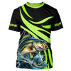 Maxcorners Personalized Largemouth Bass Long Sleeve Fishing Shirts, Bass Tournament Fishing Jerseys | Green MT2108