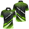 Maxcorners Green Bowling Custom Men Bowling Polo, Quarter zip Shirts Bowling Team Jerseys Bowling Tournament MT0609