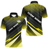 Maxcorners Yellow Bowling Custom Men Bowling Polo, Quarter zip Shirts Bowling Team Jerseys Bowling Tournament MT0609