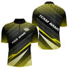 Maxcorners Yellow Bowling Custom Men Bowling Polo, Quarter zip Shirts Bowling Team Jerseys Bowling Tournament MT0609