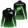 Maxcorners Black And Green Glitter Lucky Custom Bowling Team Shirt For Men, St Patrick Day Uniform Bowler Outfits