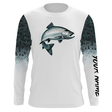 Maxcorners Chinook Salmon (King Salmon) Fishing Customize UV protection long sleeves fishing shirt for men LM0201