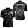 Maxcorners Black lightning thunder bowling American flag Eagle custom Mens Bowling Polo, Quarter Zip Shirts LM2206