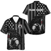 Maxcorners Personalized Black American Flag Lightning Thunder Custom Bowling Team Shirts For Mens Bowling Jersey