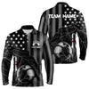 Maxcorners Personalized Black American Flag Lightning Thunder Custom Bowling Team Shirts For Mens Bowling Jersey