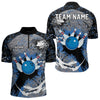 Maxcorners Personalized Black And Blue Camo Bowling Jerseys For Men Custom Bowling Team Polo, Quarter-Zip Shirts Lm243