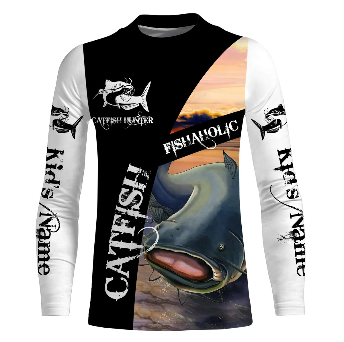 Maxcorners Customize Name All Over Printed 3D Shirt Catfish Fishing Hoodie