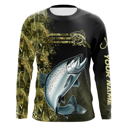 Maxcorners Salmon fishing camouflage Custom performance long sleeve Fishing Shirts, Salmon Fishing jerseys MT2108