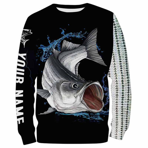 Maxcorners Customize All Over Printed 3D Striped Bass (Striper) Fishing Hoodie