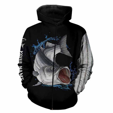 Maxcorners Customize All Over Printed 3D Striped Bass (Striper) Fishing Hoodie