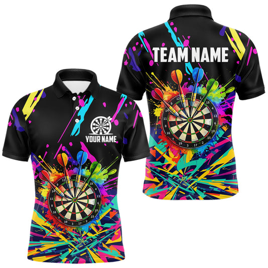 Maxcorners Personalized Colorful Darts Shirt For Men Custom Darts Team Jersey Polo & 1/4 Zip Shirts