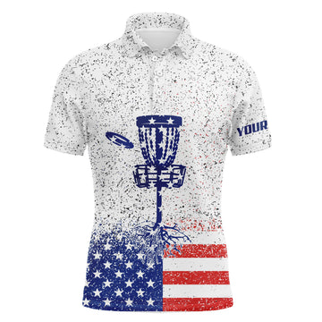 Maxcorners American flag disc golf Men polo shirts custom name patriotic golf polo shirts for men, golfing gifts MT0510