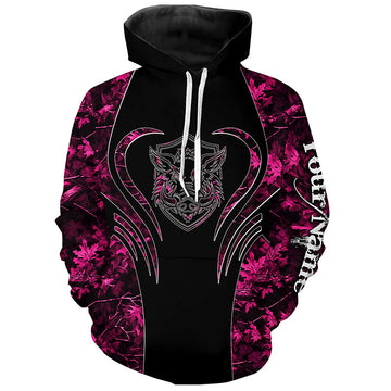 Maxcorners Wild boar hunting tattoo pink girl camo Custom Name 3D All Over Printed shirts, leggings LM2608