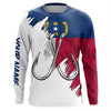 Maxcorners North Carolina flag NC Fishing Fish Hook UV protection custom long sleeve Patriotic fishing apparel  LM0201