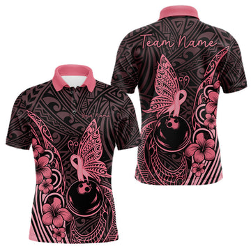 Maxcorners Black and Pink tropical tribal pattern butterfly Bowling Shirts For Men Custom Bowling Team Jerseys