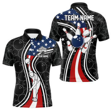 Maxcorners Black camo Retro bowling shirts for Men Custom American flag patriotic team bowling jerseys LM0901