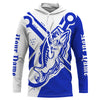Maxcorners Largemouth bass fishing tattoo fish on blue Custom name Bass Long sleeve fishing shirts, Long Sleeve Hooded LM0201