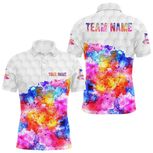 Maxcorners Colorful watercolor Mens Golf polo shirts Custom team golf outfit, Personalized mens golf top