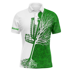 Maxcorners Mens disc golf polo shirt  Green clover St Patrick's Day pattern disc golf basket shirt MT0510
