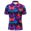 Maxcorners Vibrant neon witch hat pumpkins Halloween Mens Golf Polo Shirt Custom golf attire for men golfer gifts
