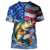 Maxcorners Largemouth Bass fishing American flag Long Sleeve Fishing Shirt custom Lightning Bass fishing jersey MT2108