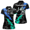 Maxcorners Personalized Black, Blue and Turquoise Camo Bowling Shirt For Men Custom Team Name Bowling Jerseys LM253