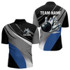 Maxcorners Personalized Black, Gray and Blue Bowling Shirts For Men, Bowling Balls And Pins Bowling Team Shirts LM253