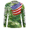 Maxcorners Green camo fishing American flag Custom patriot performance long sleeve fishing tournament shirts MT2108