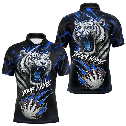 Maxcorners Black and Blue Lightning thunder Tiger Golf Polo shirts for men custom Tiger team golf shirts LM2901