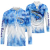 Maxcorners Wahoo saltwater fishing blue sea camo Custom fishing Long sleeve, Long Sleeve Hooded LM0201